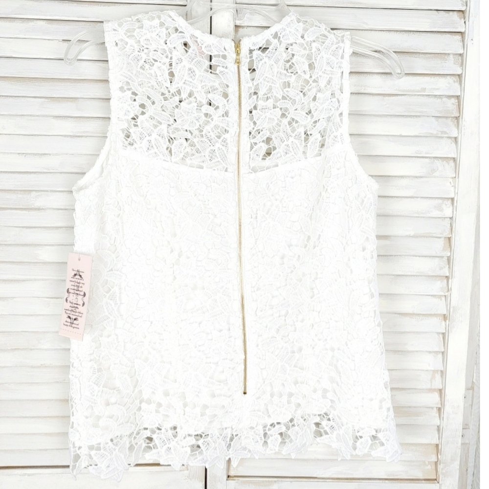 NWT NANETTE LEPORE  TEXTURED SLEEVELESS LILACE TOP - Picture 6 of 7